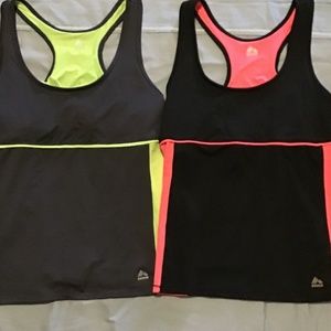 Reebok Workout Tank  (2) XL Gray & Fluorescent Yellow & (1) XL Fluorescent Pink
